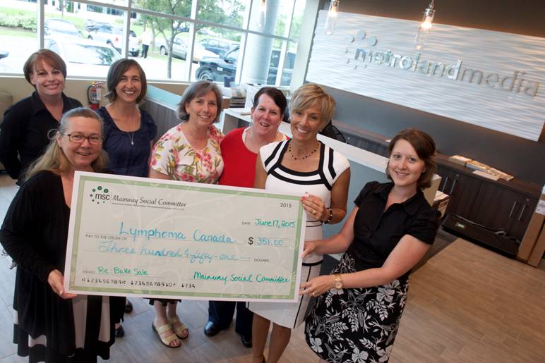 Metroland Media Cheque Bake Sale for Lymphoma Canada - Metroland